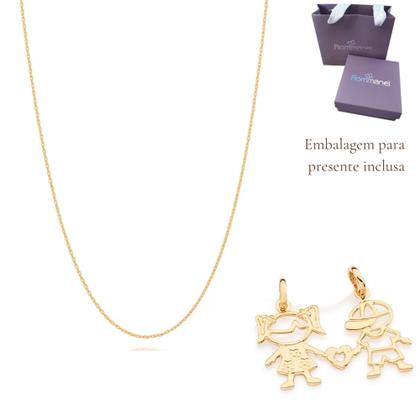 Imagem de Colar Mãe Casal De Filhos Rommanel Com Pingente Banhado A Ouro 18k Com Embalagem Para Presente