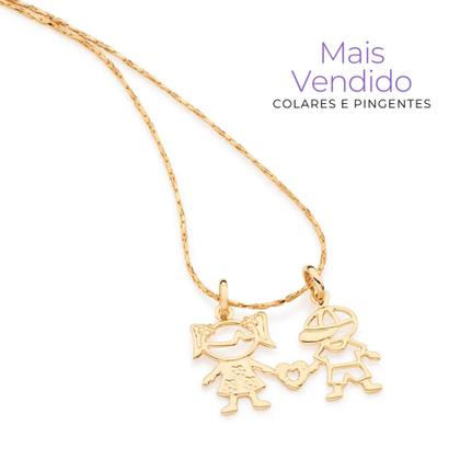 Imagem de Colar Mãe Casal De Filhos Rommanel Com Pingente Banhado A Ouro 18k Com Embalagem Para Presente
