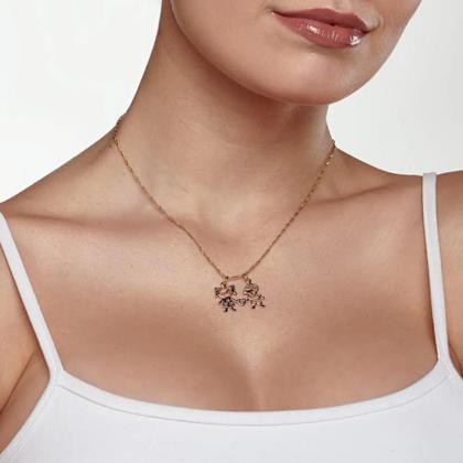 Imagem de Colar Mãe Casal De Filhos Rommanel Com Pingente Banhado A Ouro 18k Com Embalagem Para Presente