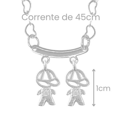 Imagem de Colar Mãe Corrente Coração Casal 1 filho 2 filhos 3 filhos Banhado a Prata 925 Colar Feminino 1 filha 2 filhas 3 filhas