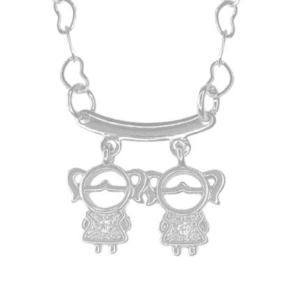 Imagem de Colar Mãe Corrente Coração Casal 1 filho 2 filhos 3 filhos Banhado a Prata 925 Colar Feminino 1 filha 2 filhas 3 filhas