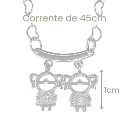 Imagem de Colar Mãe Corrente Coração Casal 1 filho 2 filhos 3 filhos Banhado a Prata 925 Colar Feminino 1 filha 2 filhas 3 filhas