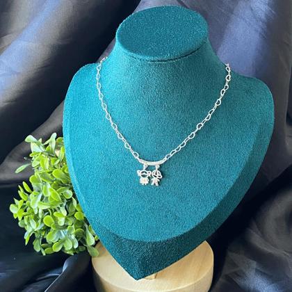 Imagem de Colar Mãe Corrente Coração Casal 1 filho 2 filhos 3 filhos Banhado a Prata 925 Colar Feminino 1 filha 2 filhas 3 filhas