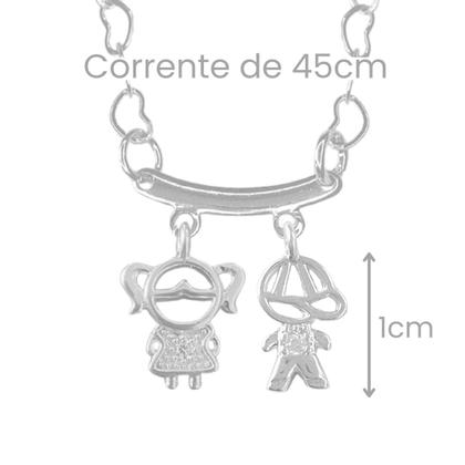 Imagem de Colar Mãe Corrente Coração Casal 1 filho 2 filhos 3 filhos Banhado a Prata 925 Colar Feminino 1 filha 2 filhas 3 filhas