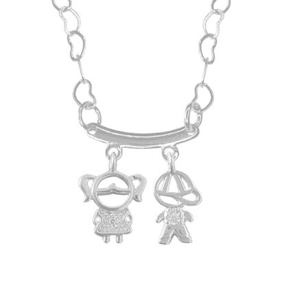 Imagem de Colar Mãe Corrente Coração Casal 1 filho 2 filhos 3 filhos Banhado a Prata 925 Colar Feminino 1 filha 2 filhas 3 filhas