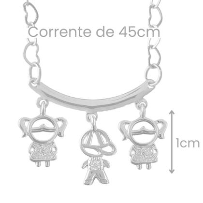 Imagem de Colar Mãe Corrente Coração Casal 1 filho 2 filhos 3 filhos Banhado a Prata 925 Colar Feminino 1 filha 2 filhas 3 filhas