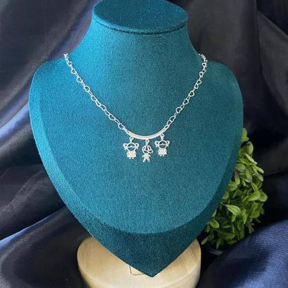 Imagem de Colar Mãe Corrente Coração Casal 1 filho 2 filhos 3 filhos Banhado a Prata 925 Colar Feminino 1 filha 2 filhas 3 filhas