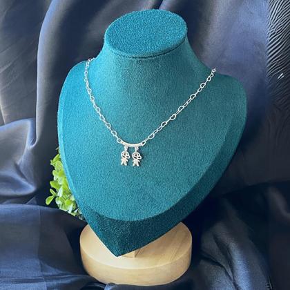 Imagem de Colar Mãe Corrente Coração Casal 1 filho 2 filhos 3 filhos Banhado a Prata 925 Colar Feminino 1 filha 2 filhas 3 filhas