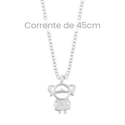 Imagem de Colar mãe Prata 925 delicado Filhos banhada menina menino