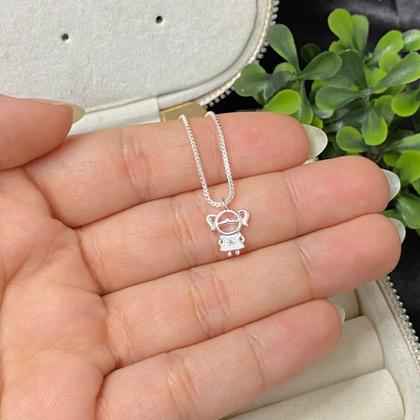 Imagem de Colar mãe Prata 925 delicado Filhos banhada menina menino