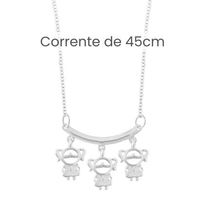 Imagem de Colar mãe Prata 925 delicado Filhos banhada menina menino