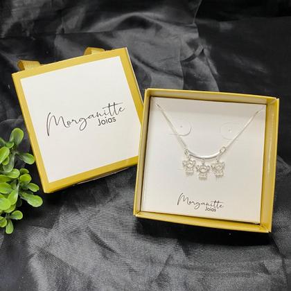 Imagem de Colar mãe Prata 925 delicado Filhos banhada menina menino