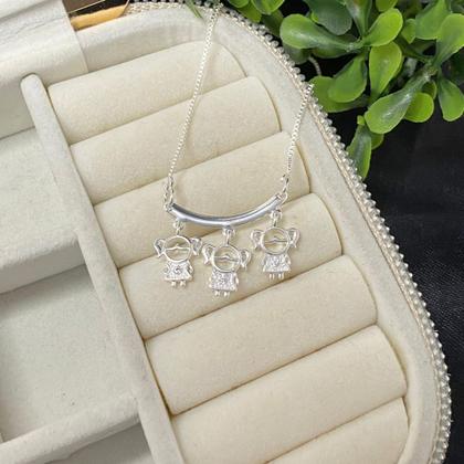 Imagem de Colar mãe Prata 925 delicado Filhos banhada menina menino