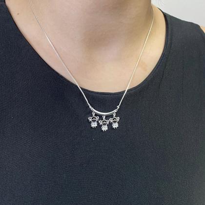 Imagem de Colar mãe Prata 925 delicado Filhos banhada menina menino