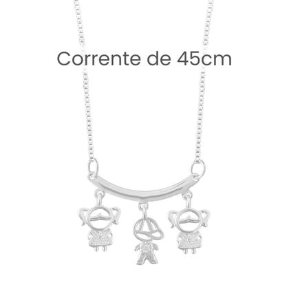Imagem de Colar mãe Prata 925 delicado Filhos banhada menina menino
