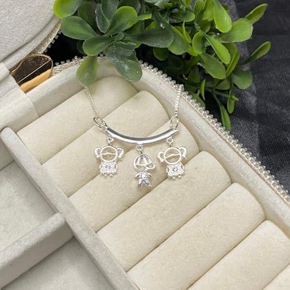 Imagem de Colar mãe Prata 925 delicado Filhos banhada menina menino