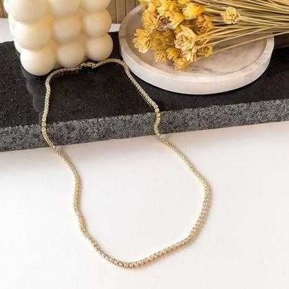 Imagem de Colar Mara Riviera Cristal Quadrada Fina banhada em ouro 18k