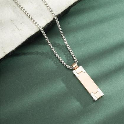 Imagem de Colar masculino com elos retangulares liso