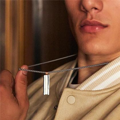 Imagem de Colar masculino com elos retangulares liso