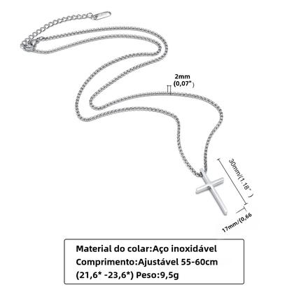 Imagem de Colar Masculino com Pingente Cruz em Aço Inoxidável - Design Simples e Moderno