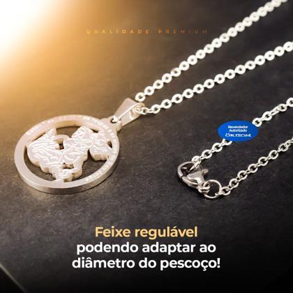 Imagem de Colar Masculino placa sao jorge corrente pingente prata nota