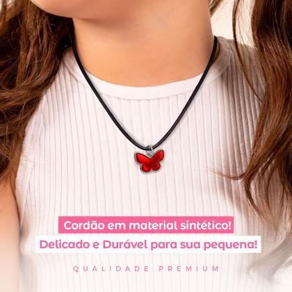 Imagem de Colar menina infantil + pingente borboleta qualidade premium criança moda vermelho amor