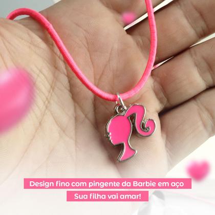 Imagem de Colar menina infantil + pingente qualidade premium barbie pink ajustavel presente moda criança amor