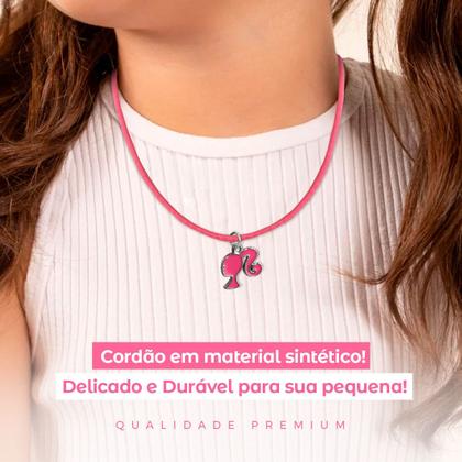 Imagem de Colar menina infantil + pingente qualidade premium barbie rosa amor moda pink presente