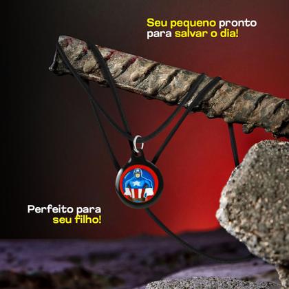 Imagem de Colar menino infantil + pingente capitão america premium azul presente heroi ajustavel criança moda