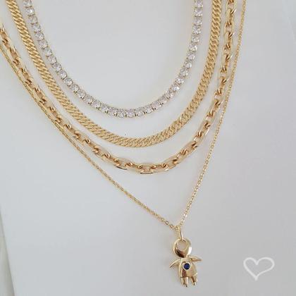 Imagem de Colar menino ponto de luz safira folheado a ouro 18k