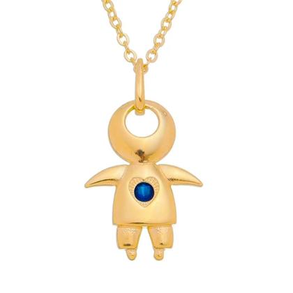 Imagem de Colar menino ponto de luz safira folheado a ouro 18k