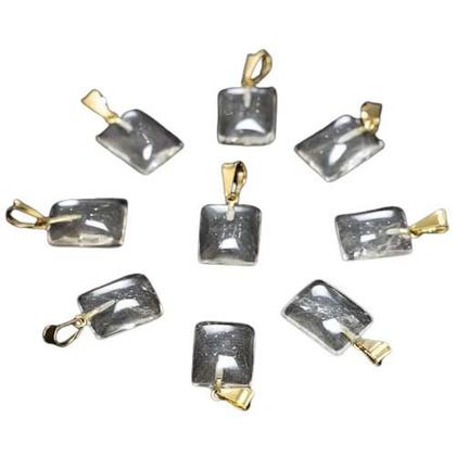 Imagem de Colar Mini Cristal Retangular 14mm Liso Natural Pino Dourado