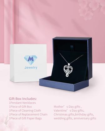 Imagem de Colar Mkhhy Diamond Birthstone Infinity Heart S925 em prata