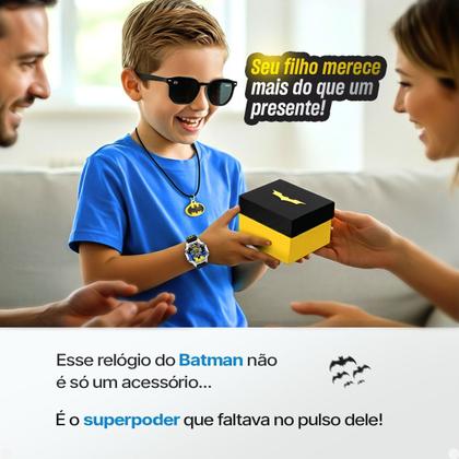 Imagem de colar oculos + relogio digital infantil preto led + caixa presente menino protecao uv pulseira ajustavel crianca