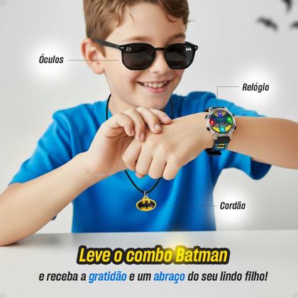 Imagem de colar oculos + relogio digital infantil preto led + caixa presente menino protecao uv pulseira ajustavel crianca