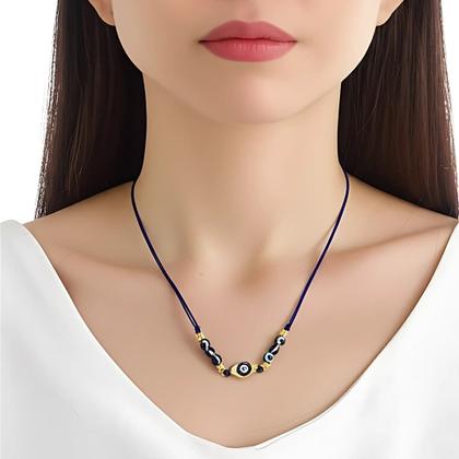 Imagem de Colar Olho Grego Azul Amuleto Proteção Estilo Inox Amuleto Dourado Atração Positiva