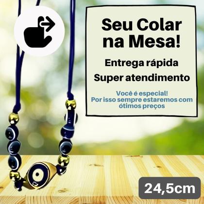 Imagem de Colar Olho Grego Azul Amuleto Proteção Estilo Inox Amuleto Dourado Atração Positiva