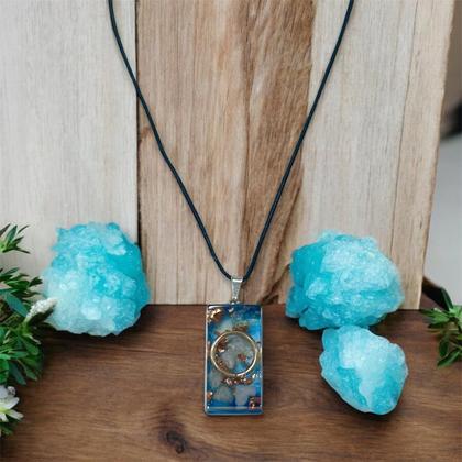Imagem de Colar Orgonite Agua Marinha Calma e Paz Meditação