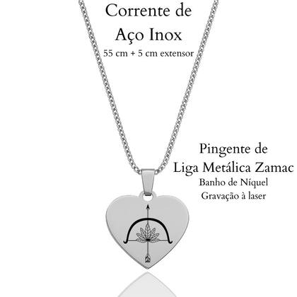 Imagem de Colar Orixá Oxóssi Pingente Coração Conexão Espiritual