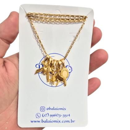 Imagem de Colar Patuá 7 Linhas dos Orixás Dourado Proteção Espiritual