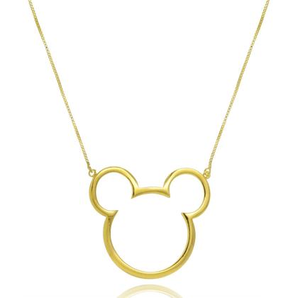 Imagem de Colar Personalizado Mickey E Minnie Vazado Folheado Em Ouro 18k