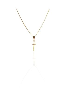 Imagem de Colar Pingente Cruz Com Detalhe De Zircônia Banhado Em Ouro 18k Cor:dourado