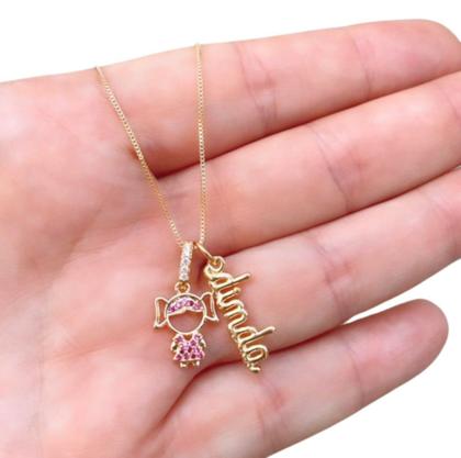 Imagem de Colar Pingente Escrito Dinda Menina Madrinha Afilhada