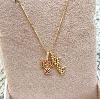 Imagem de Colar Pingente Escrito Dinda Menina Madrinha Afilhada