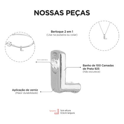 Imagem de Colar Pingente Letra L Banhado a Prata 925