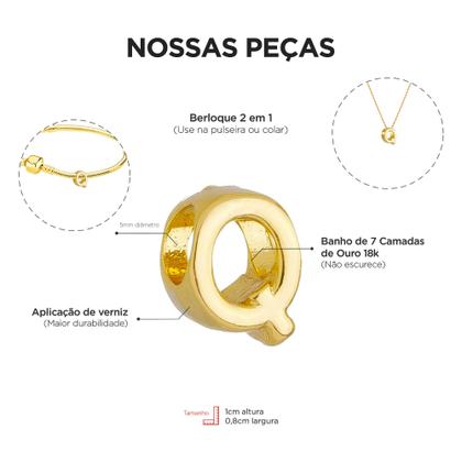 Imagem de Colar Pingente Letra Q Banhado a Ouro 18k