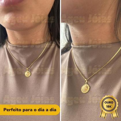 Imagem de Colar Pingente Medalha Escrava Trabalhada 40cm Bismark Esteira