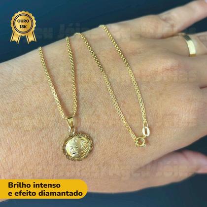 Imagem de Colar Pingente Medalha Escrava Trabalhada 40cm Bismark Esteira