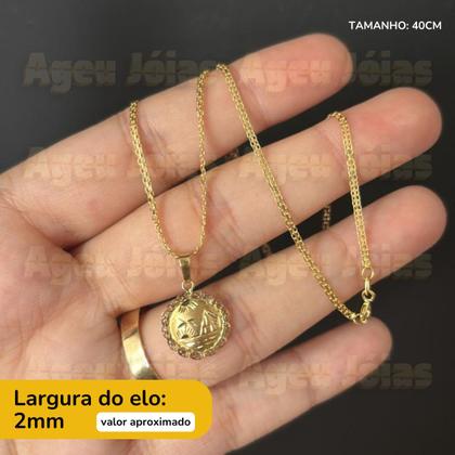 Imagem de Colar Pingente Medalha Escrava Trabalhada 40cm Bismark Esteira
