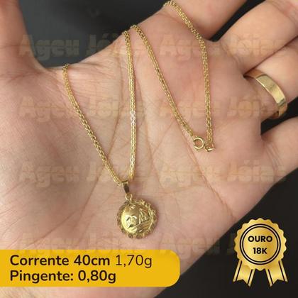 Imagem de Colar Pingente Medalha Escrava Trabalhada 40cm Bismark Esteira